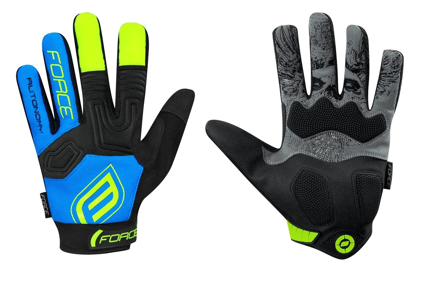 1. Manusi Force Autonomy F 17 negru albastru L L, Negru/Albastru/Galben fluo
