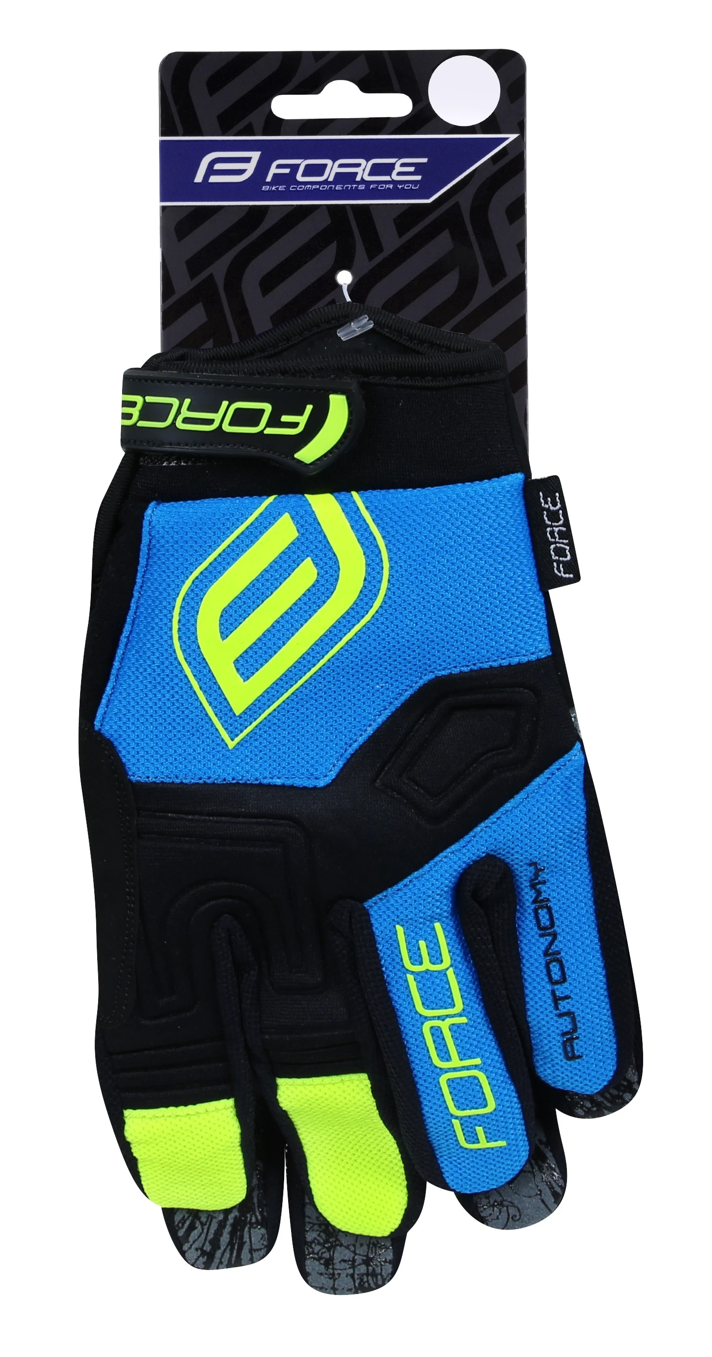 4. Manusi Force Autonomy F 17 negru albastru L L, Negru/Albastru/Galben fluo
