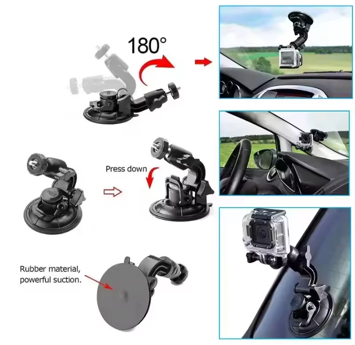 11. Ventuza Parbriz pt Camera Video Gopro Hero insta360 DJI universal telefon
