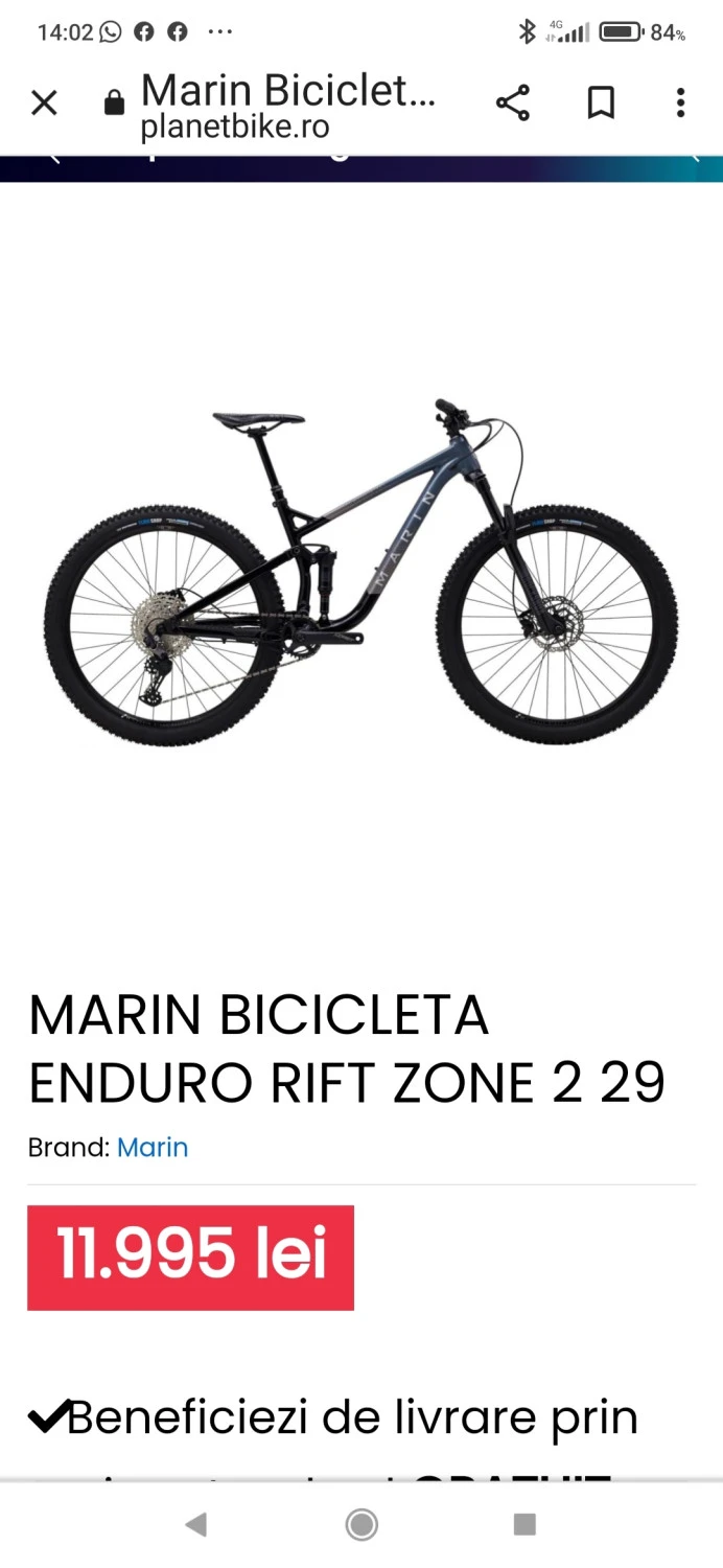 1. BICICLETA MARIN RIFT ZONE 2 29 ENDURO