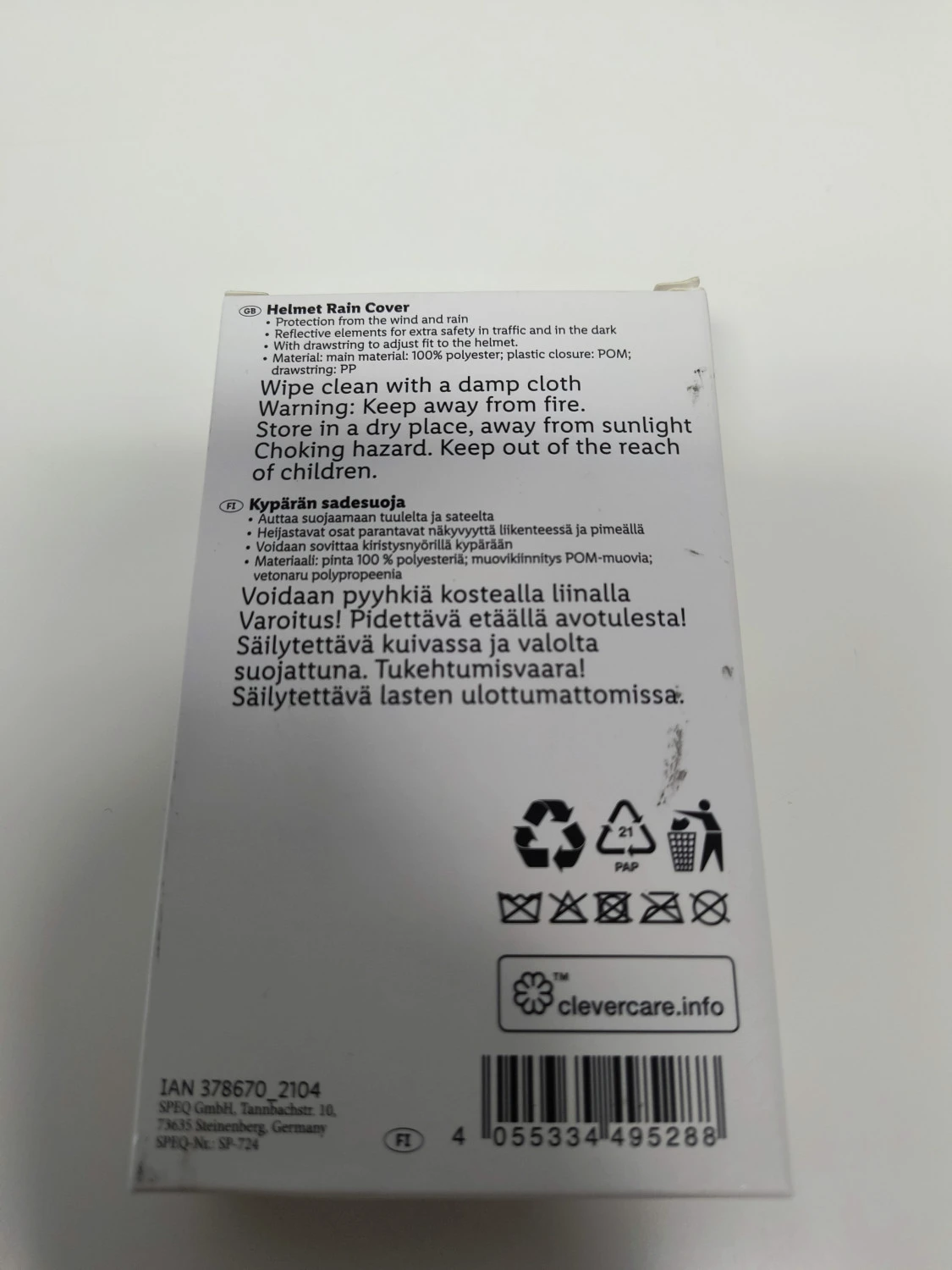 4. Husă / Glugă - Cască protecție bicicletă