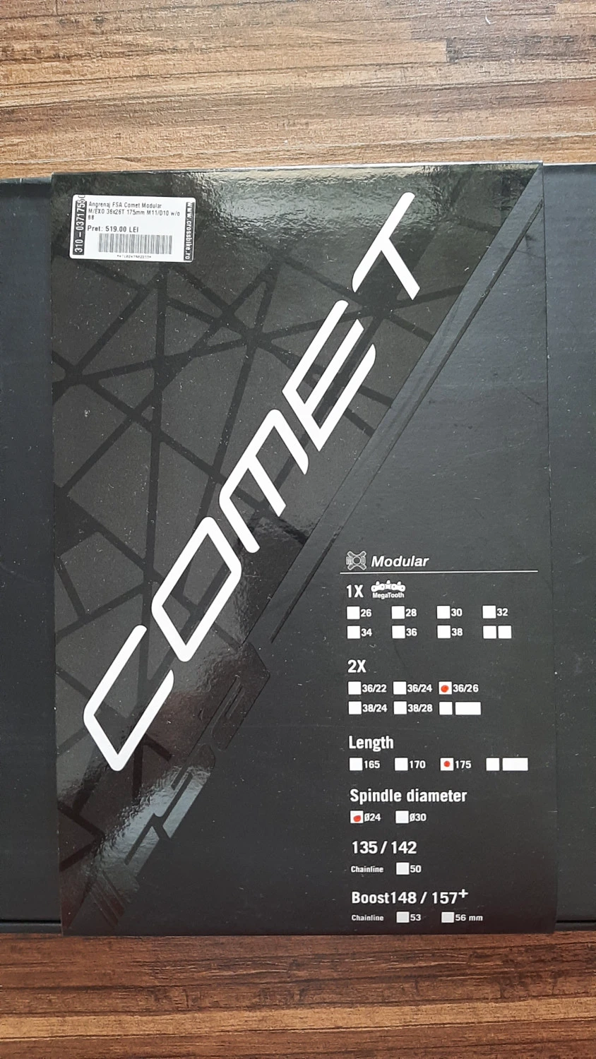 1. Pedalier FSA Comet 22x36 plus extra set placi 26x36