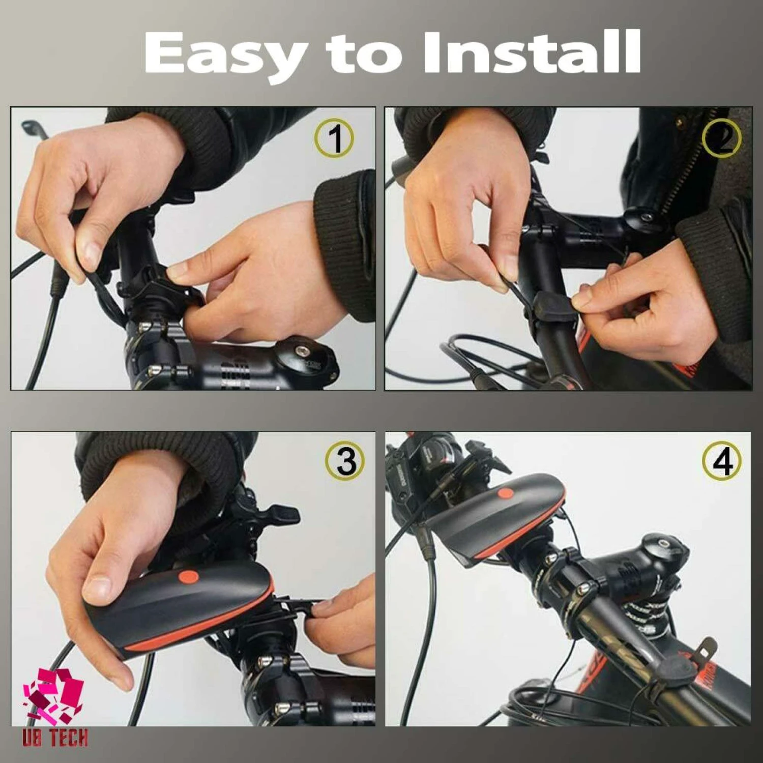 6. Far Lanterna Sonerie Claxon ghidon bicicleta lumini LED incarcare USB