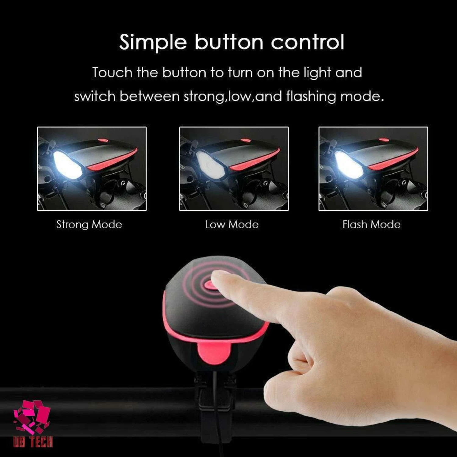 2. Far Lanterna Sonerie Claxon ghidon bicicleta lumini LED incarcare USB
