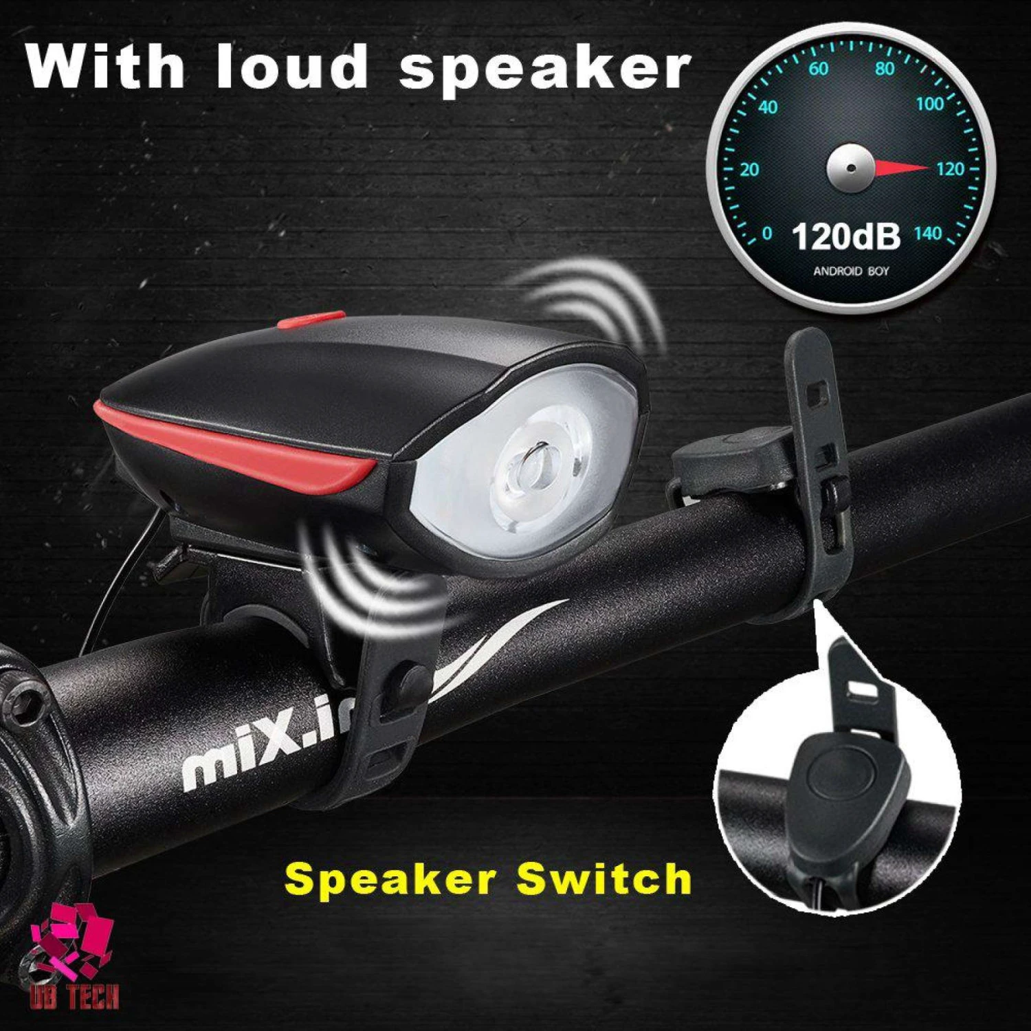3. Far Lanterna Sonerie Claxon ghidon bicicleta lumini LED incarcare USB