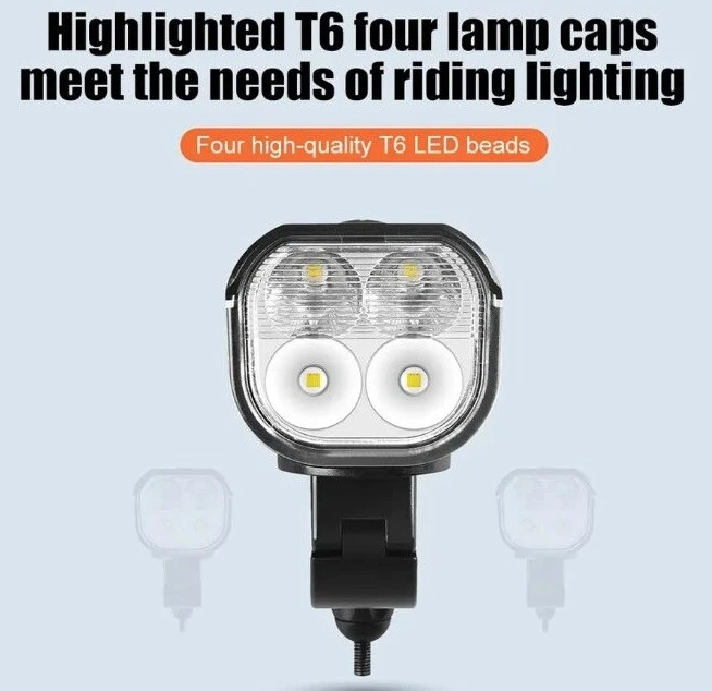 2. Far cu claxon bicicleta 1000 lumeni cu 8 moduri de iluminare