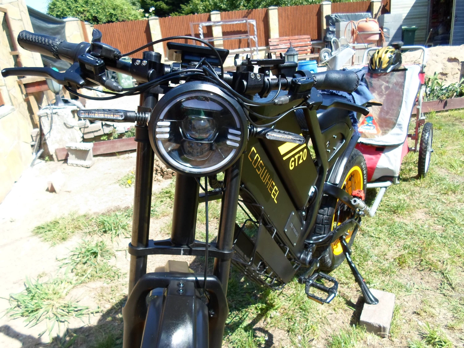 9. Bicicletă electrică Fat Bike trekking full suspension 55-60 km/h + remorcă