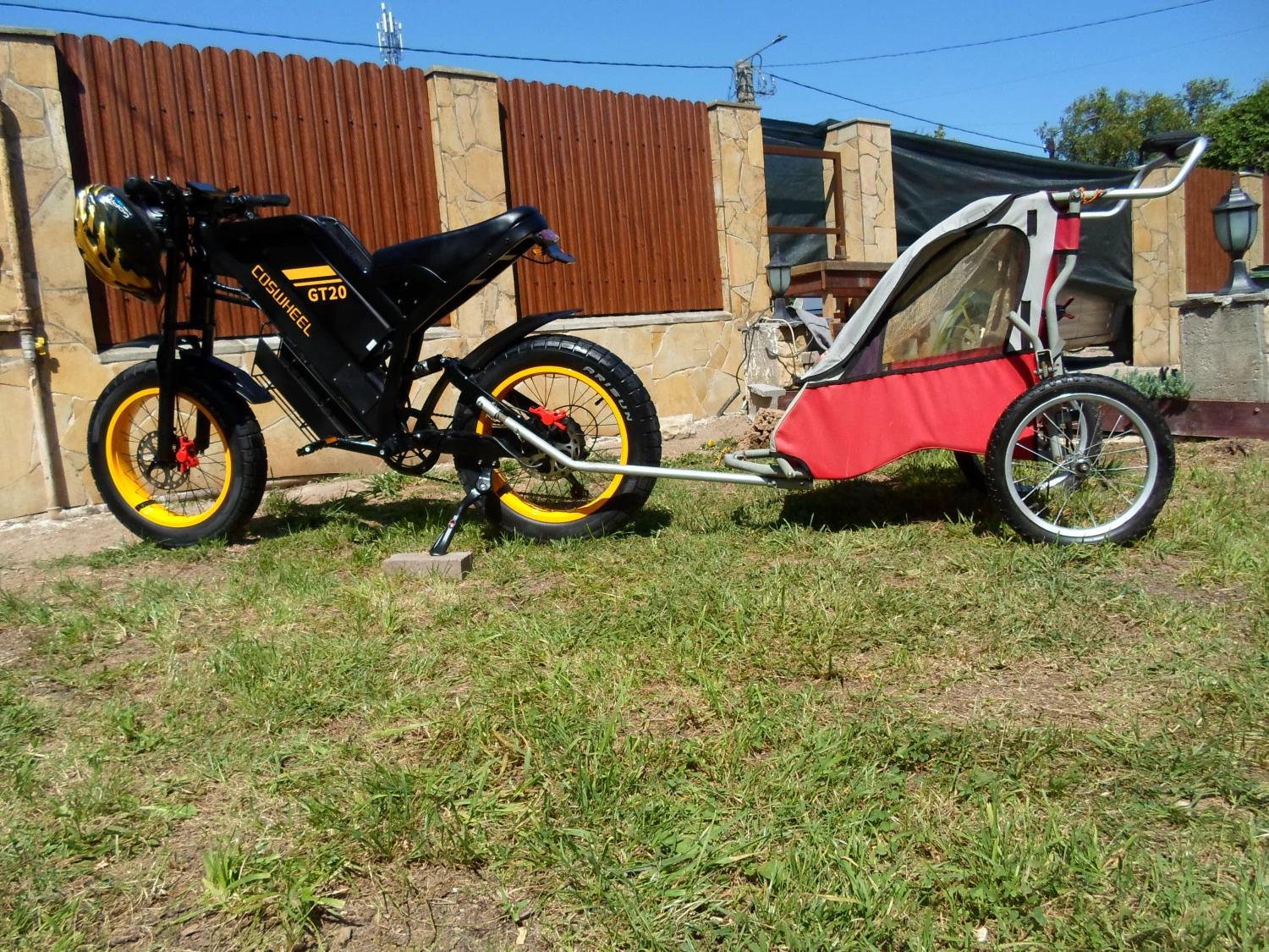 8. Bicicletă electrică Fat Bike trekking full suspension 55-60 km/h + remorcă