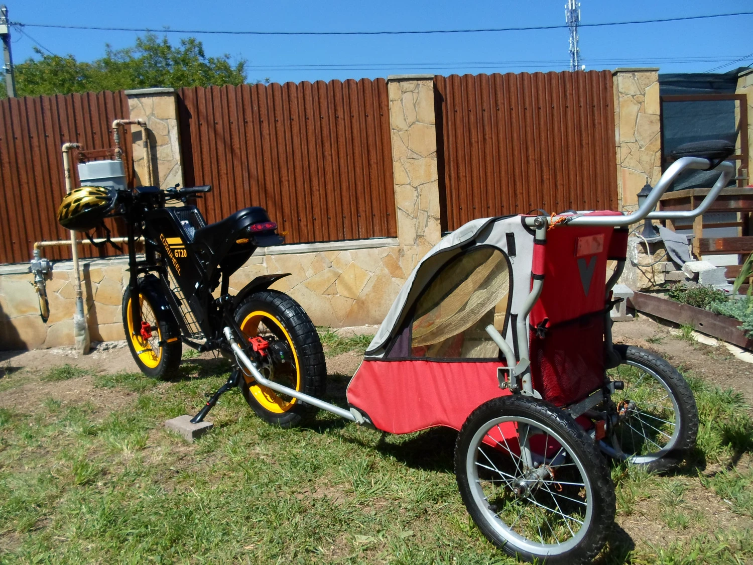 16. Bicicletă electrică Fat Bike trekking full suspension 55-60 km/h + remorcă