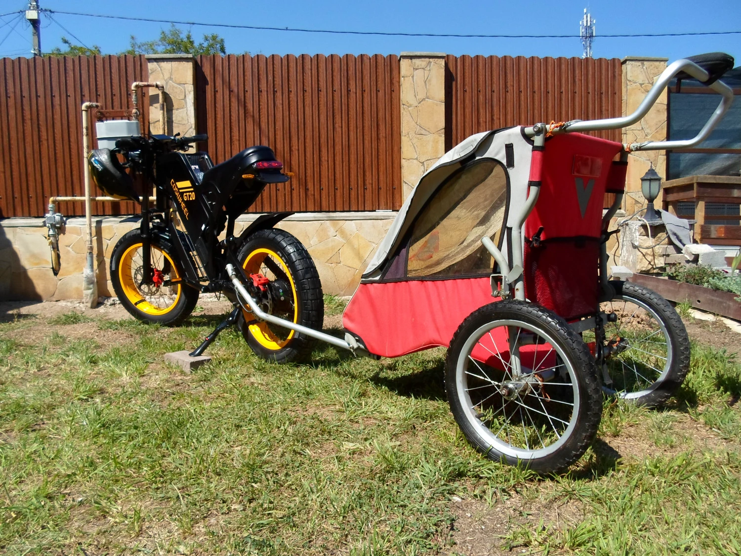 3. Bicicletă electrică Fat Bike trekking full suspension 55-60 km/h + remorcă