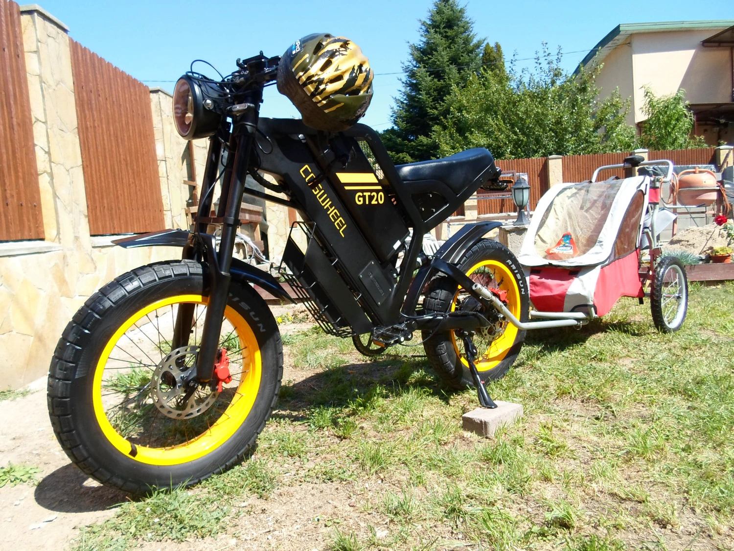 1. Bicicletă electrică Fat Bike trekking full suspension 55-60 km/h + remorcă