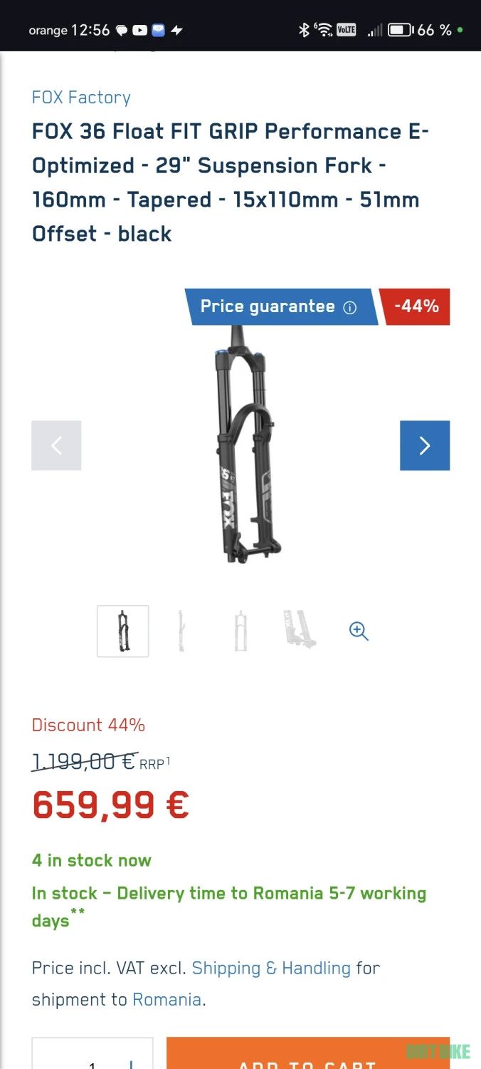 1. Furca Fox 36 Performance 29 150mm E-optimized boost