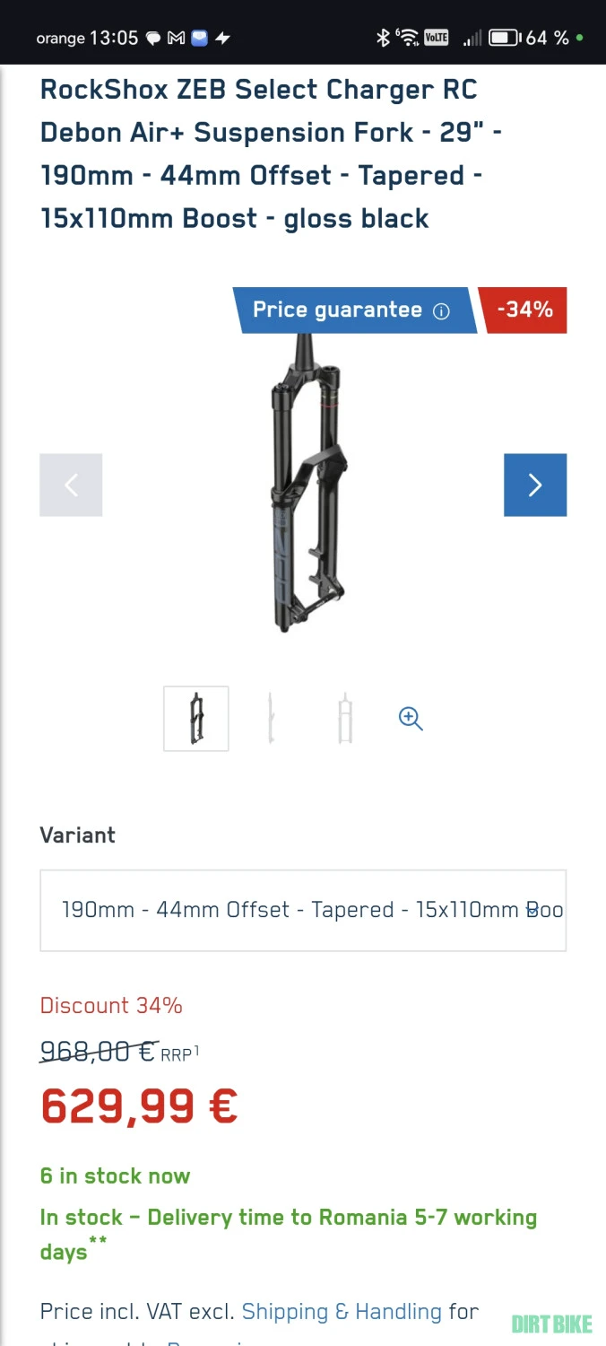 1. Furca Rockshox Zeb Select RC 29 190mm boost