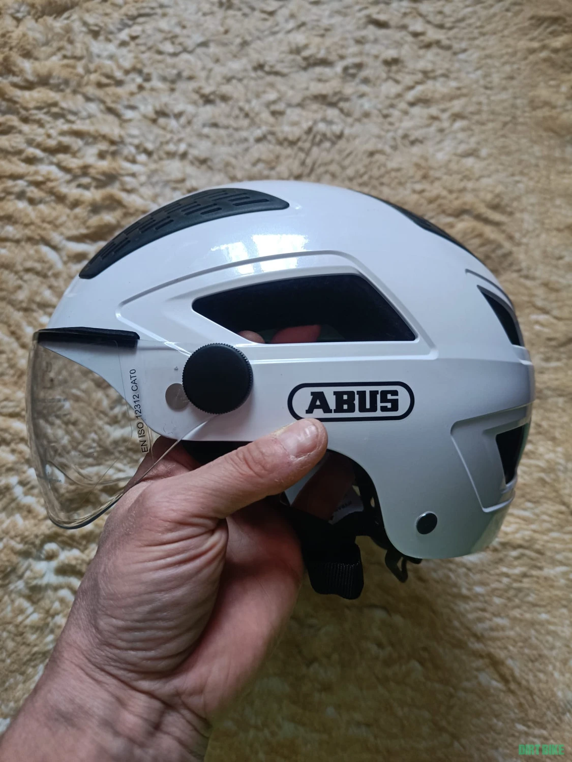 7. Casca de ciclism pentru protectie ABUS Hyban 2.0 ACE alba marimea M noua