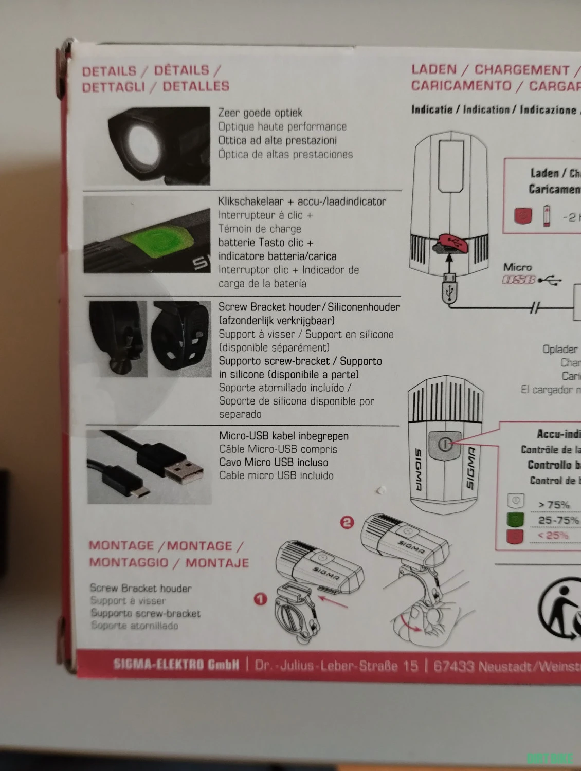 3. Far bicicleta cu adaptor montare pe casca Sigma