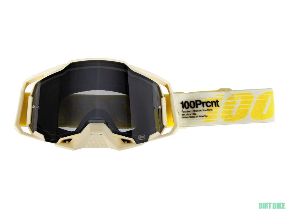 1. 100% Armega Barely goggle - Smoked Iridium lens - alb/crem