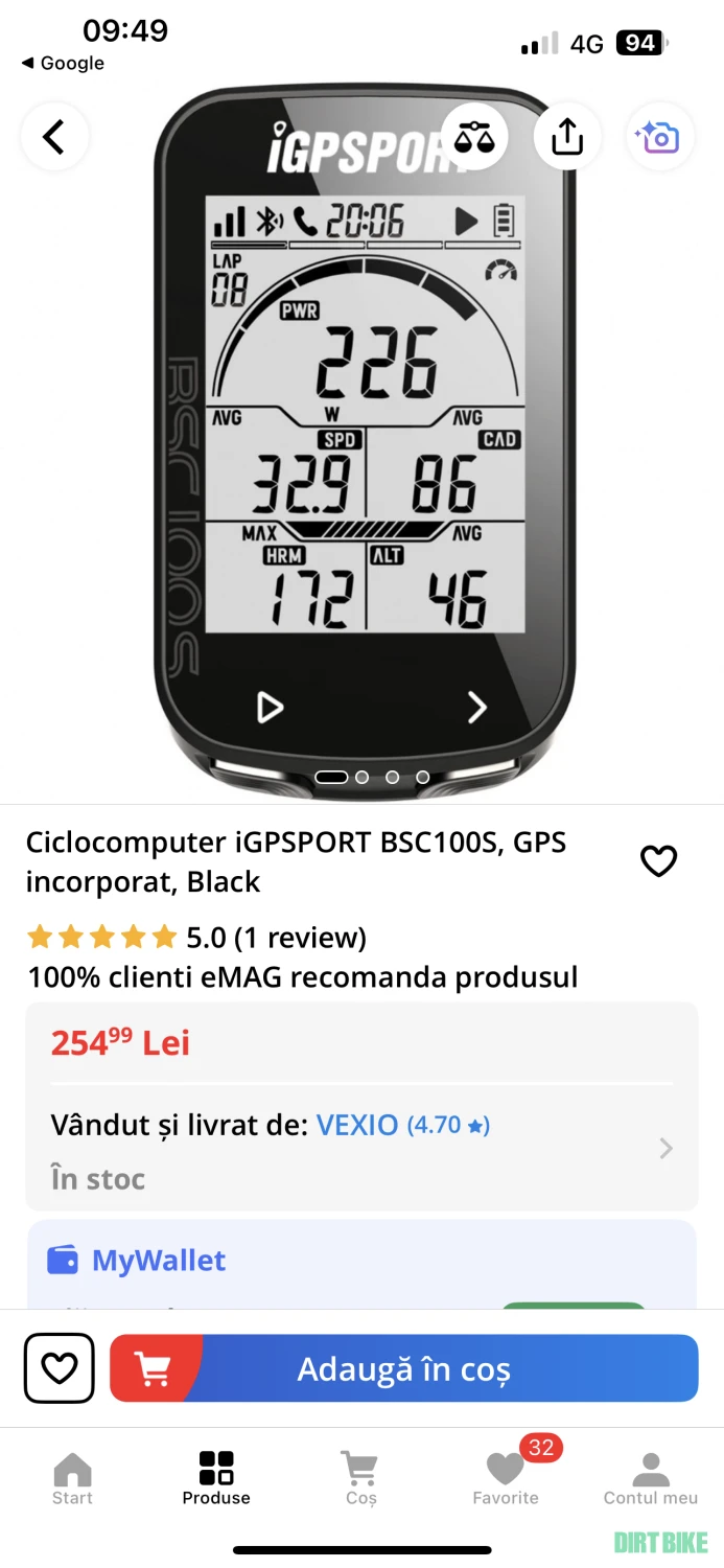 1. IGPSPORT 100S cu GPS Încorporat