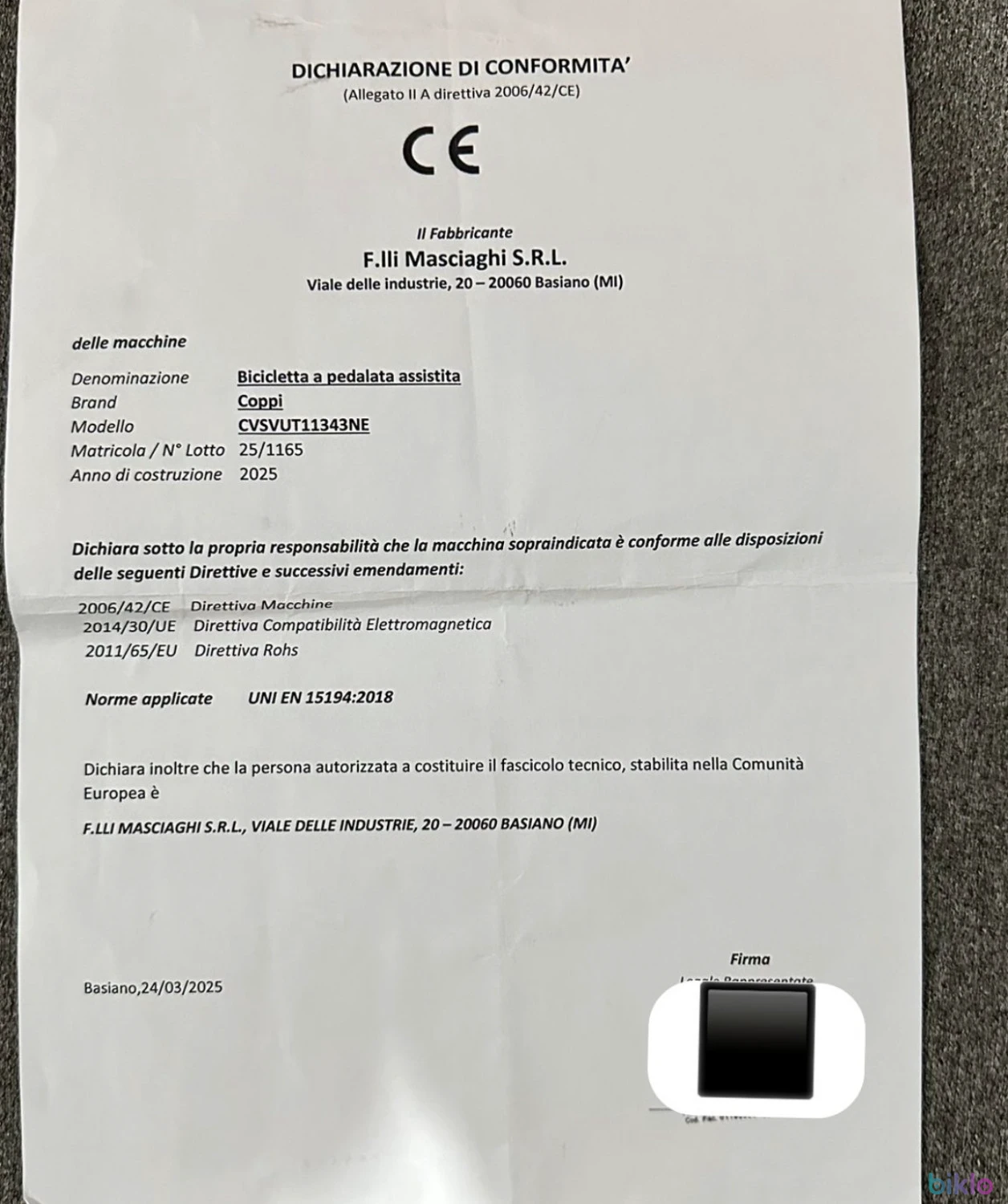 5. Bicicletta elettrica E-Bike Fat Vesuvio - COPPI 35kg