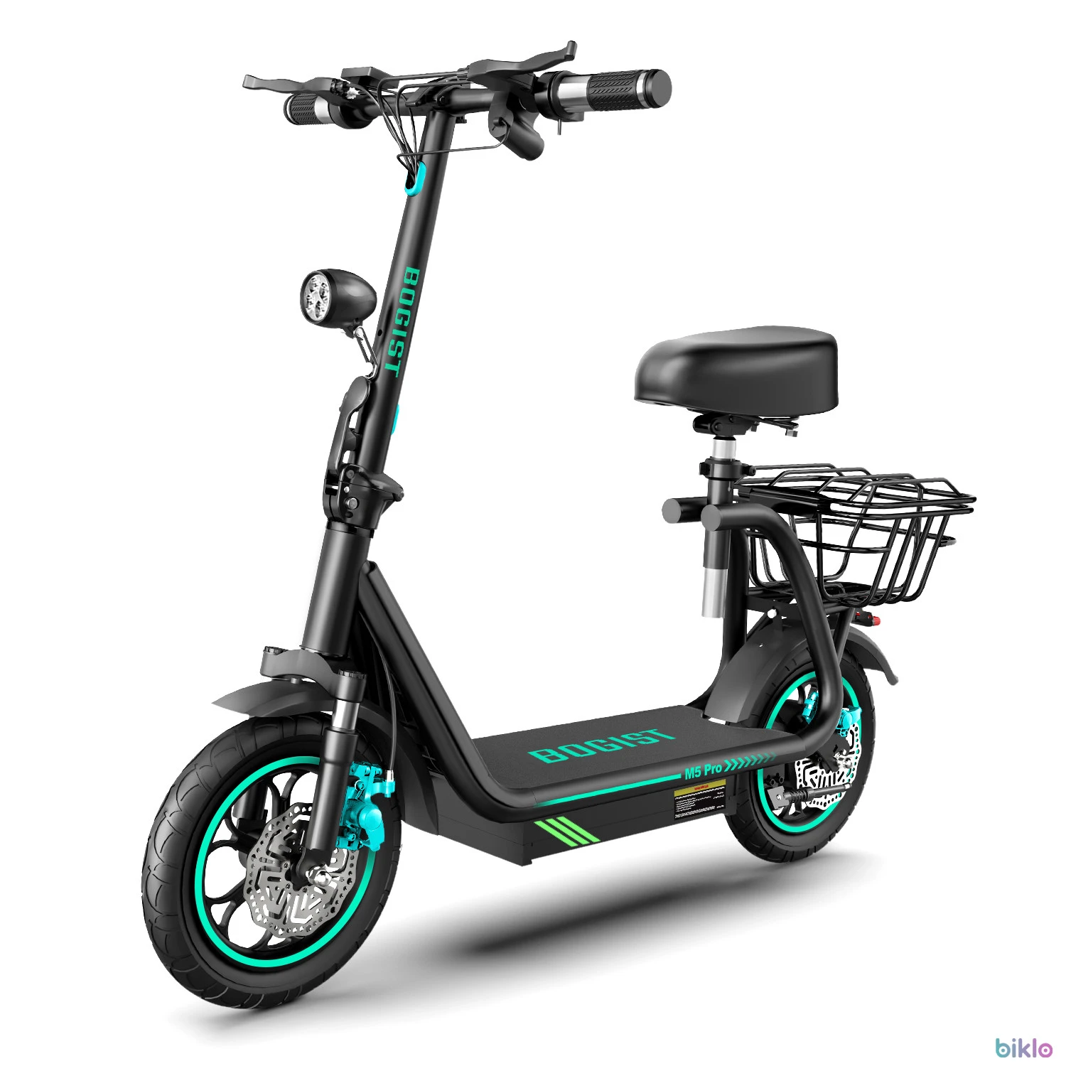 2. BOGIST M5 Pro 12 Inch Electric Scooter with Seat and Cargo Carrier - 500W Motor 13Ah 48V Battery