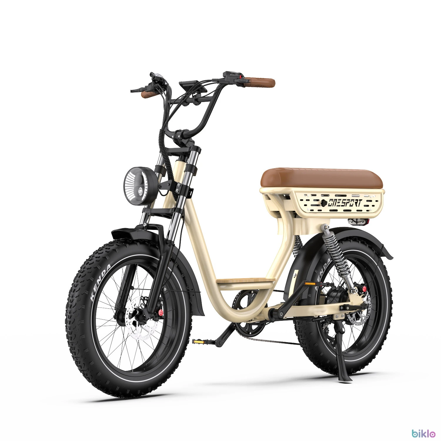 1. ONESPORT W77 Electric Bike 20*4.0 Inch Fat Tires 250W 48V 18Ah Full Suspension APP