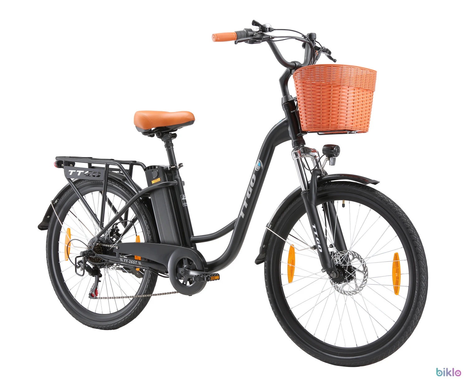 1. TTGO YY-26ST Electric Bike 250W 26" City Commuter Ebike with Basket and 36V 14.5Ah Battery