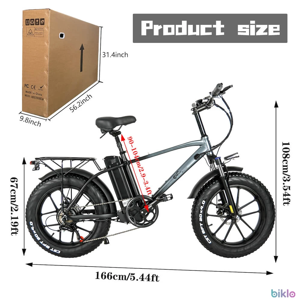 4. CMACEWHEEL T20 750W 20" Fat Bike 864Wh Electric Mountain Bike Cargo E-bike 48V 18Ah Battery