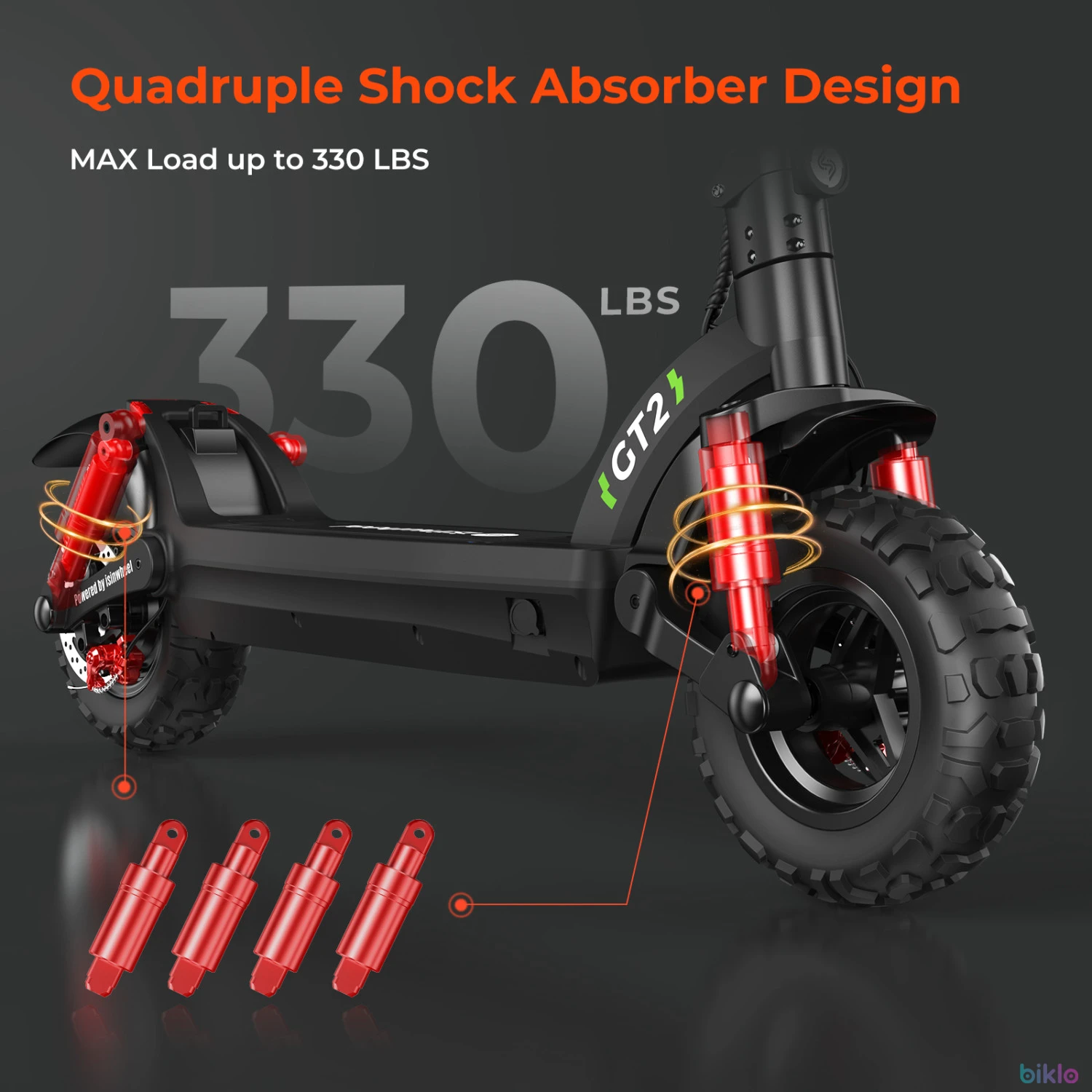 5. Isinwheel GT2 Off-road Electric Scooter, 800W 48V 15Ah Battery, 11-inch