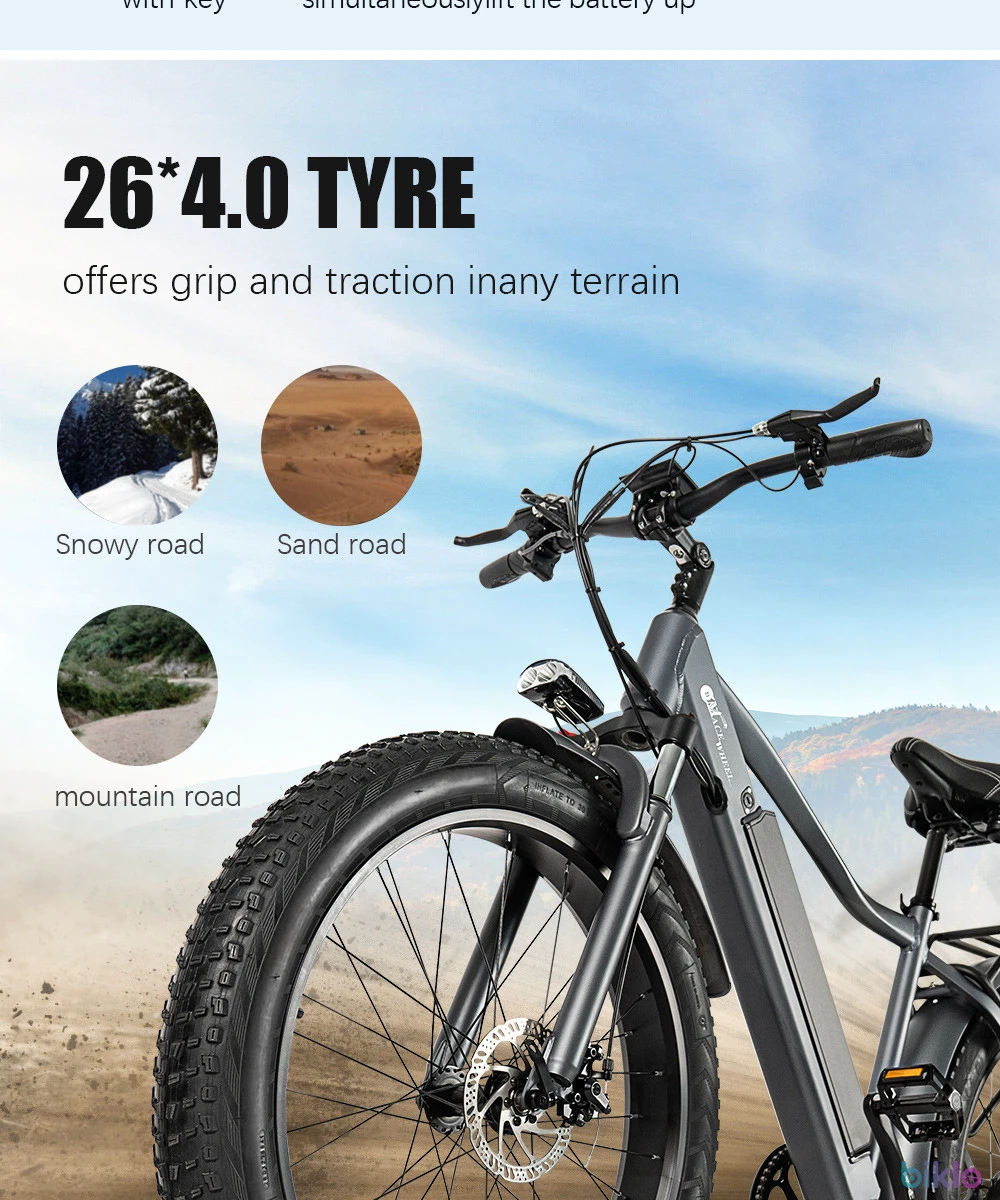 5. CMACEWHEEL J26 26" Fat Tire Electric Mountain Bike 750W Motor 48V 17Ah Battery