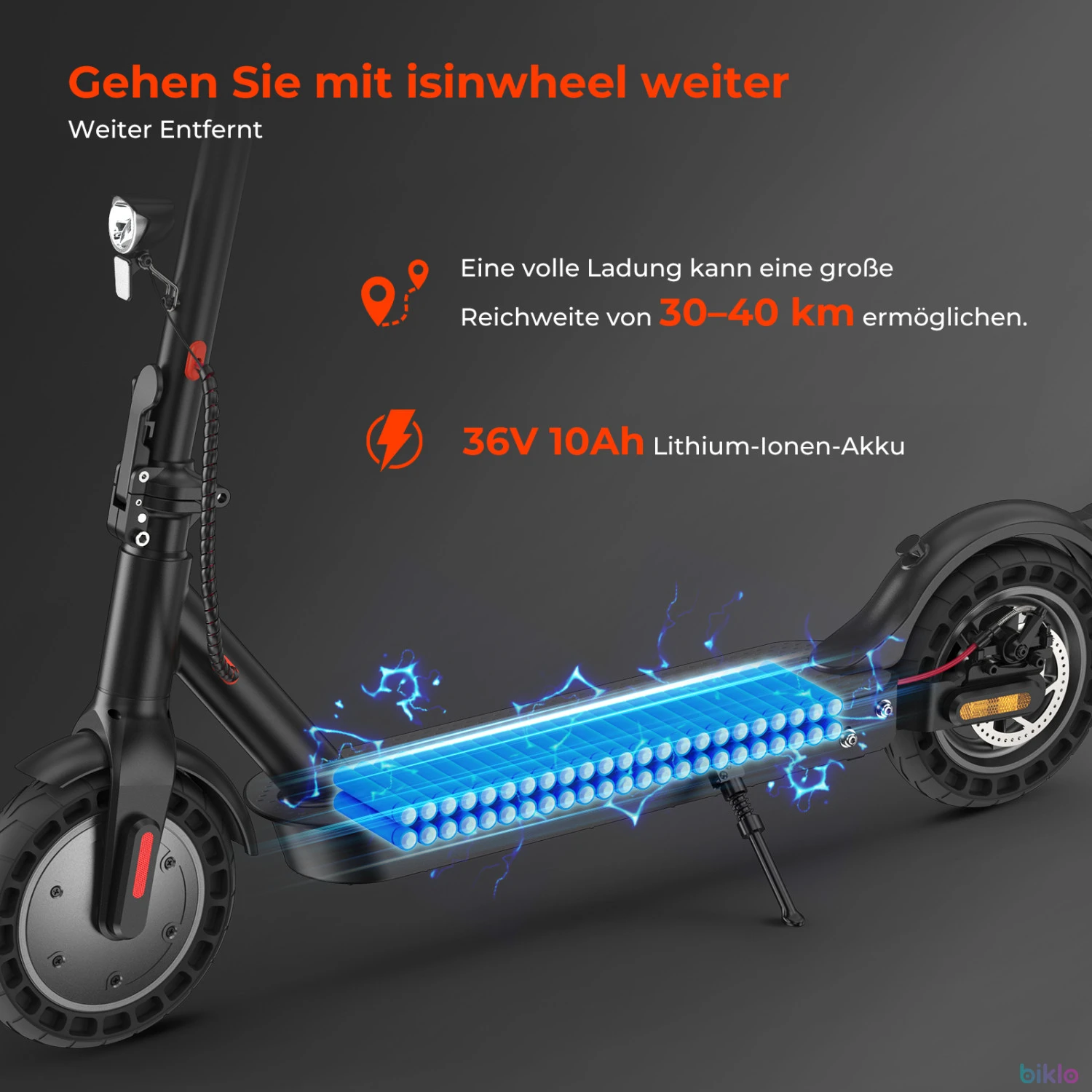 3. Isinwheel E9T Max Electric Scooter with ABE,500W Motor, 36V 10Ah Battery, 10-inch