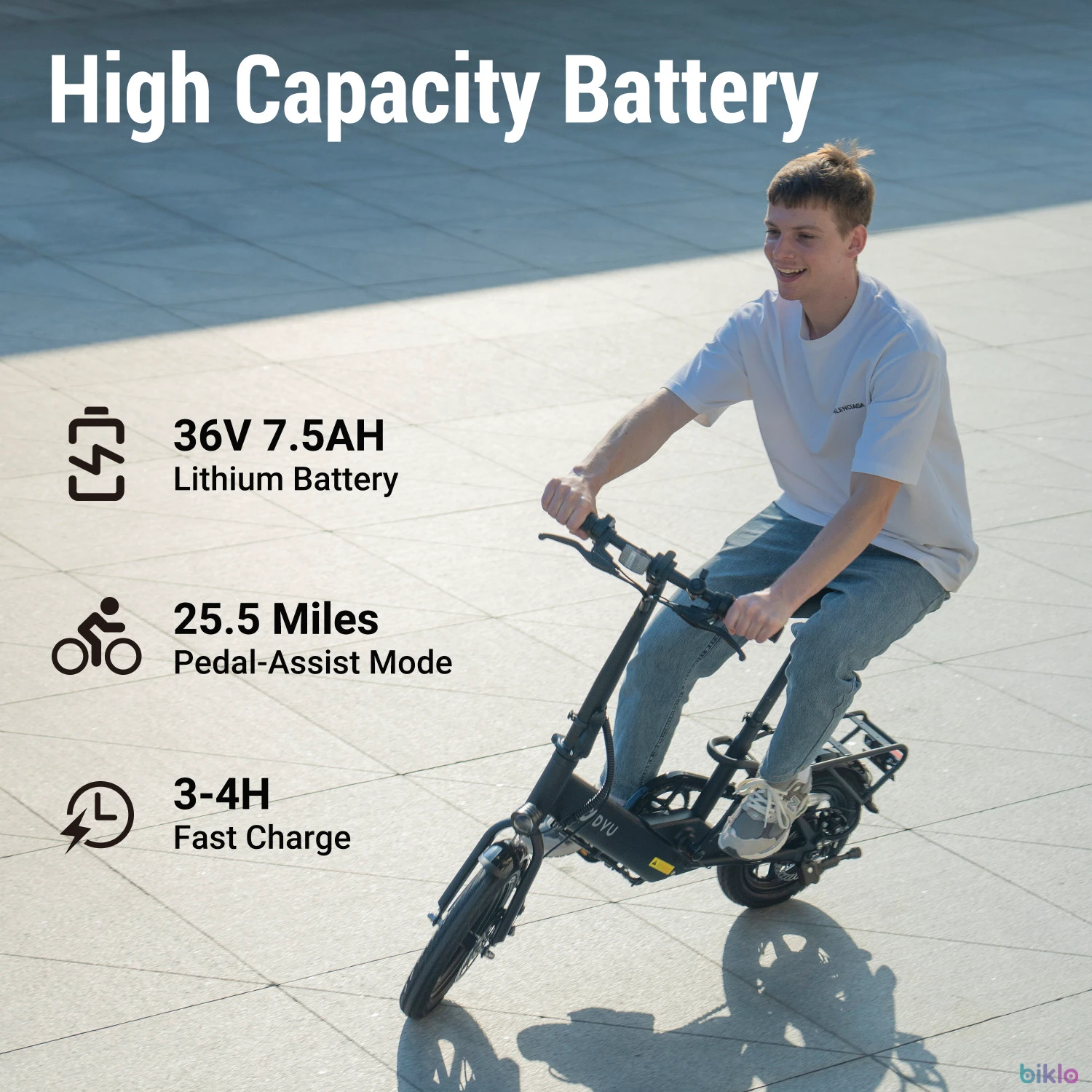 4. DYU C3 Electric Bike for Adults 14" with 350W Motor and 36V 7.5Ah Battery