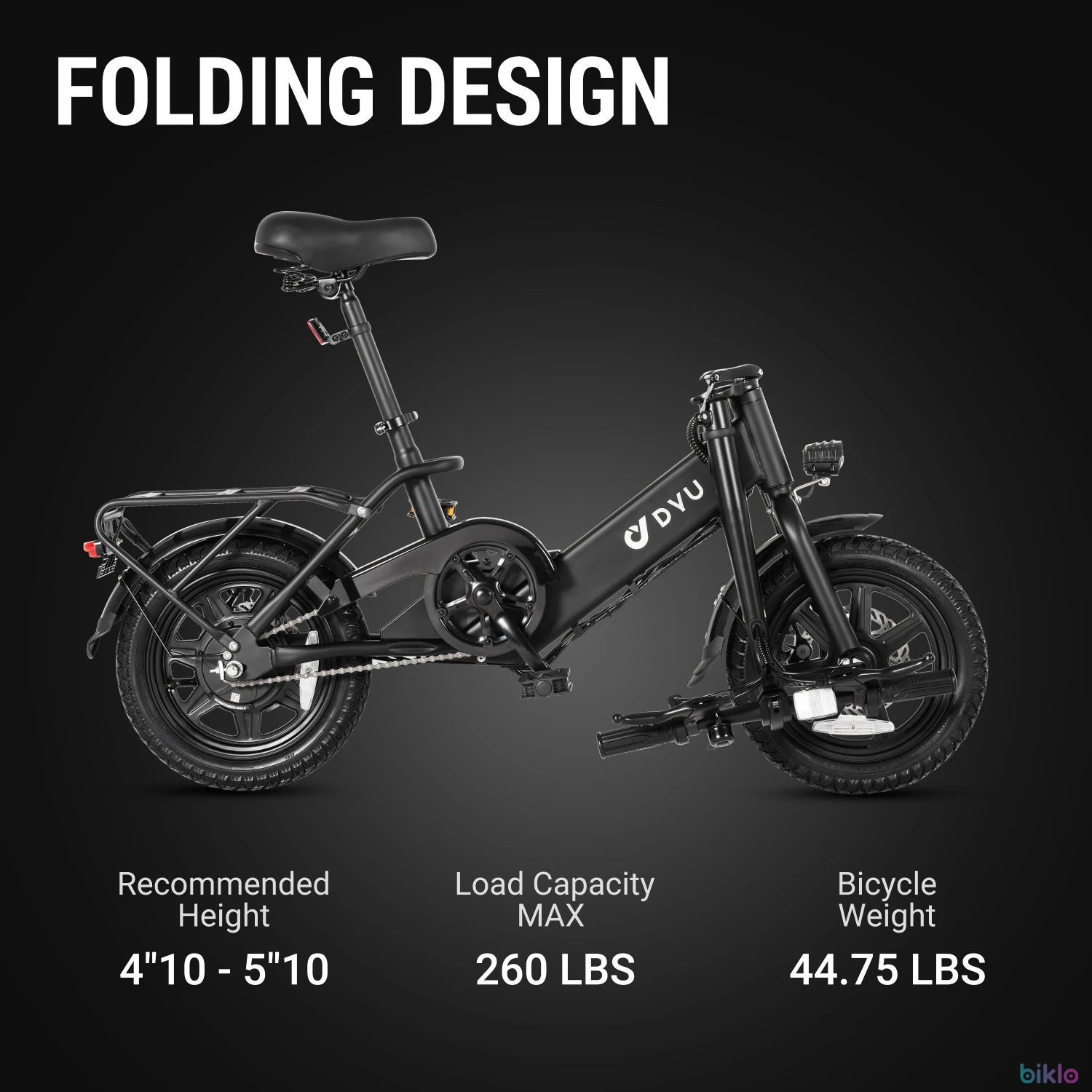 2. DYU C3 Electric Bike for Adults 14" with 350W Motor and 36V 7.5Ah Battery
