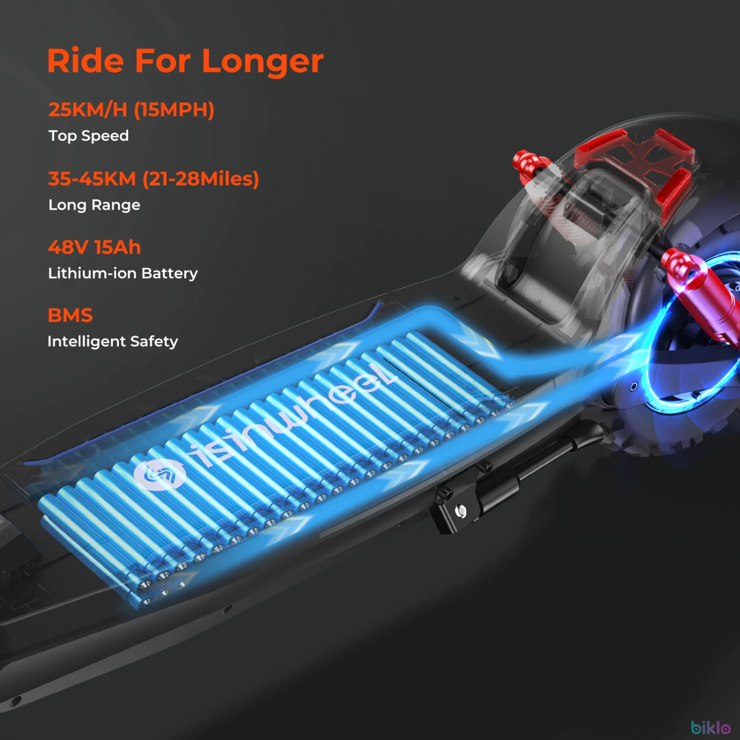 4. Isinwheel GT2 Off-road Electric Scooter, 800W 48V 15Ah Battery, 11-inch