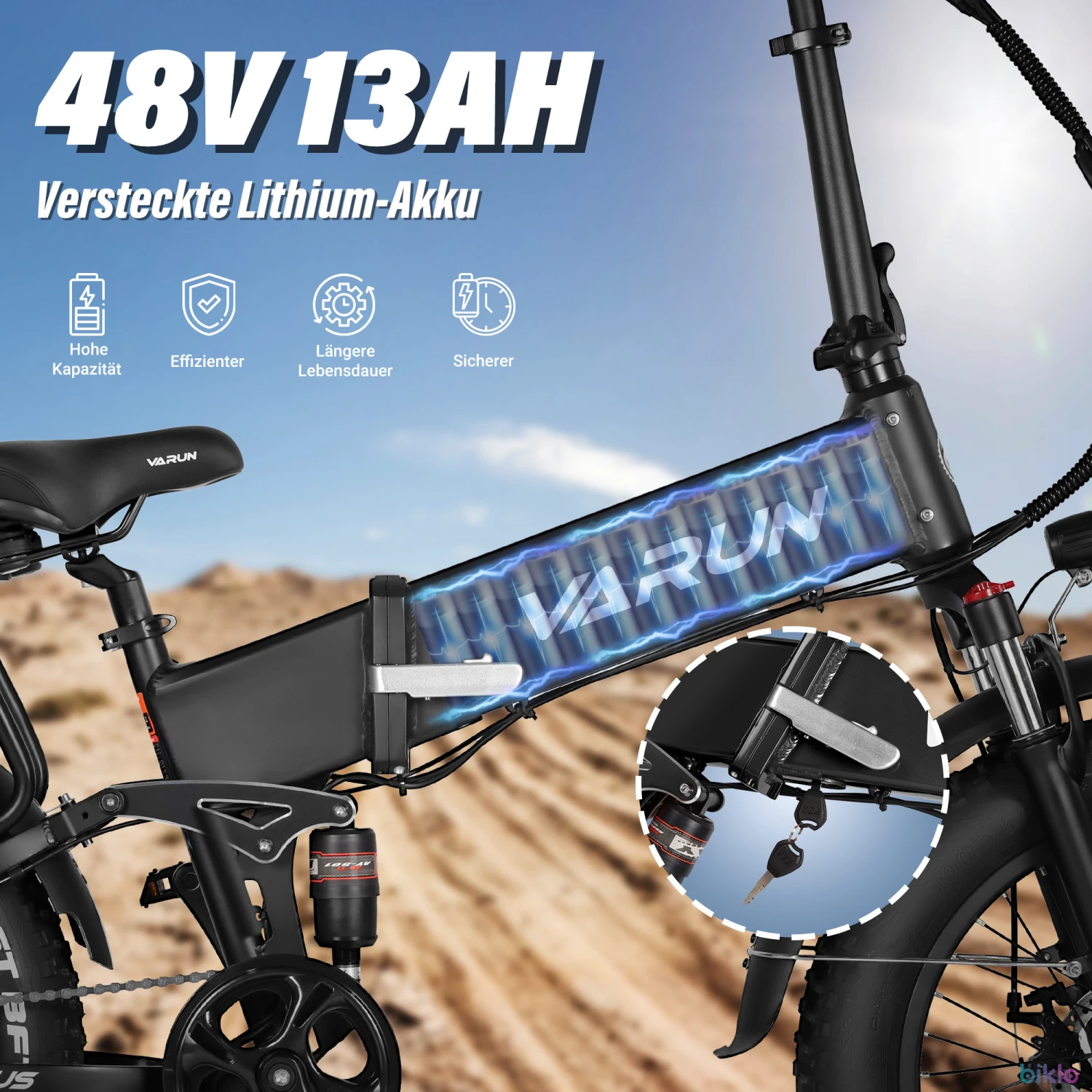 3. VARUN S20-2 Folding Electric Bike Full Suspension 20Inch with 48V 13Ah Battery