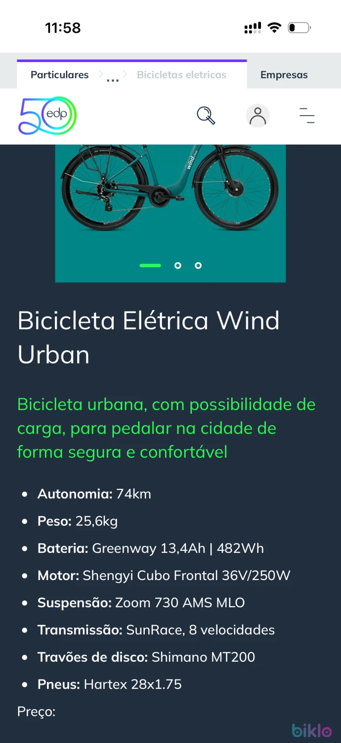 8. Bicicleta elétrica Wind urban Nova