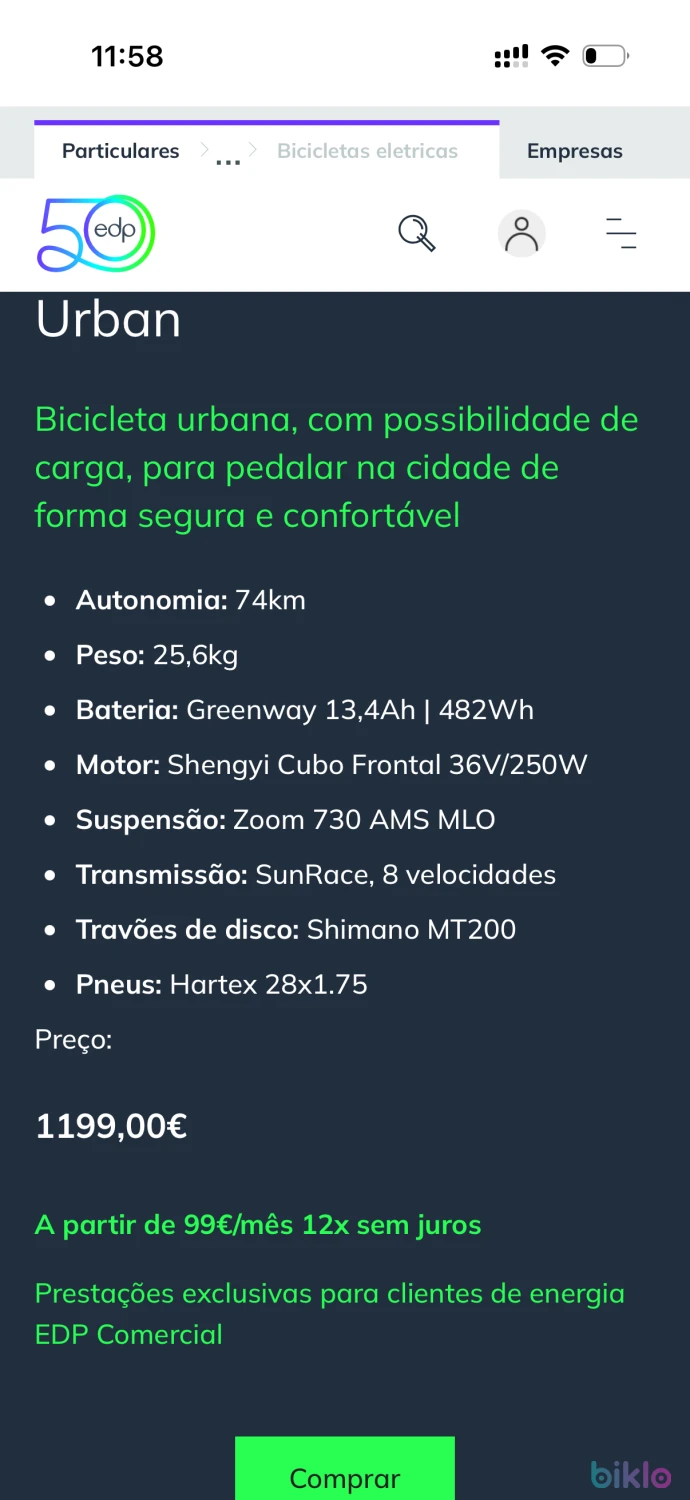 7. Bicicleta elétrica Wind urban Nova