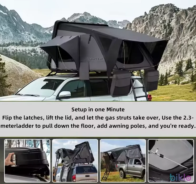 5. Cort plafon auto cu Capac ABS , Discover MAX 1.64×2.16 m cu sky roof , impermeabil