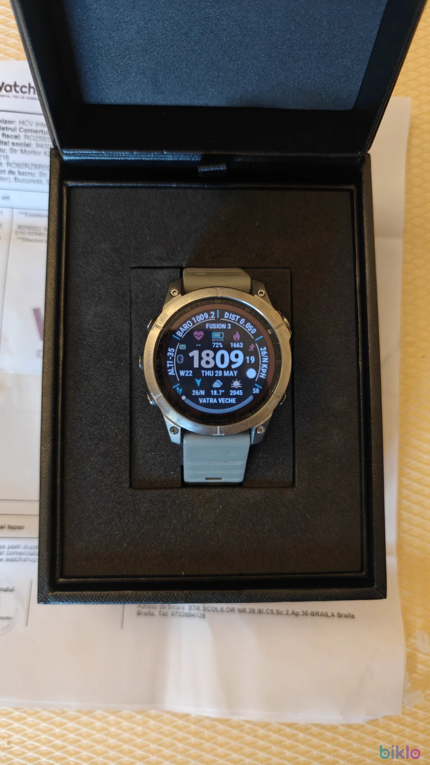1. Ceas SmartWatch Garmin Fēnix® 7010-02540-31 editia 2023 Sapphire Solar+accesorii