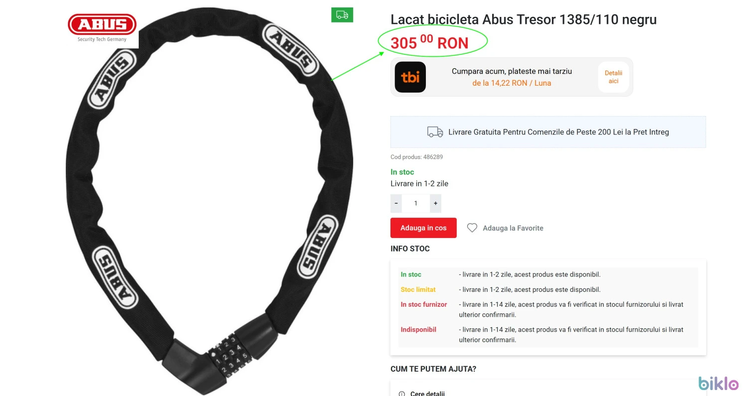 5. 1.Antifurt bicicletă ELOPS lanț 920 L ART3, 2.Antifurt ABUS Tresor 1385/110 (Super Ofertă).