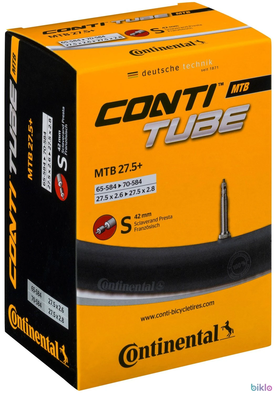 1. Camera Continental 27.5 x 2.6 > 27.5 x 2.8 (E-Bike) S42 presta