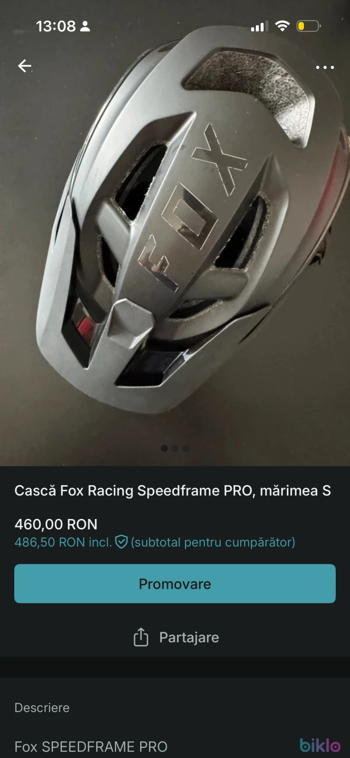 1. Cască Fox Racing Speedframe PRO, mărimea S