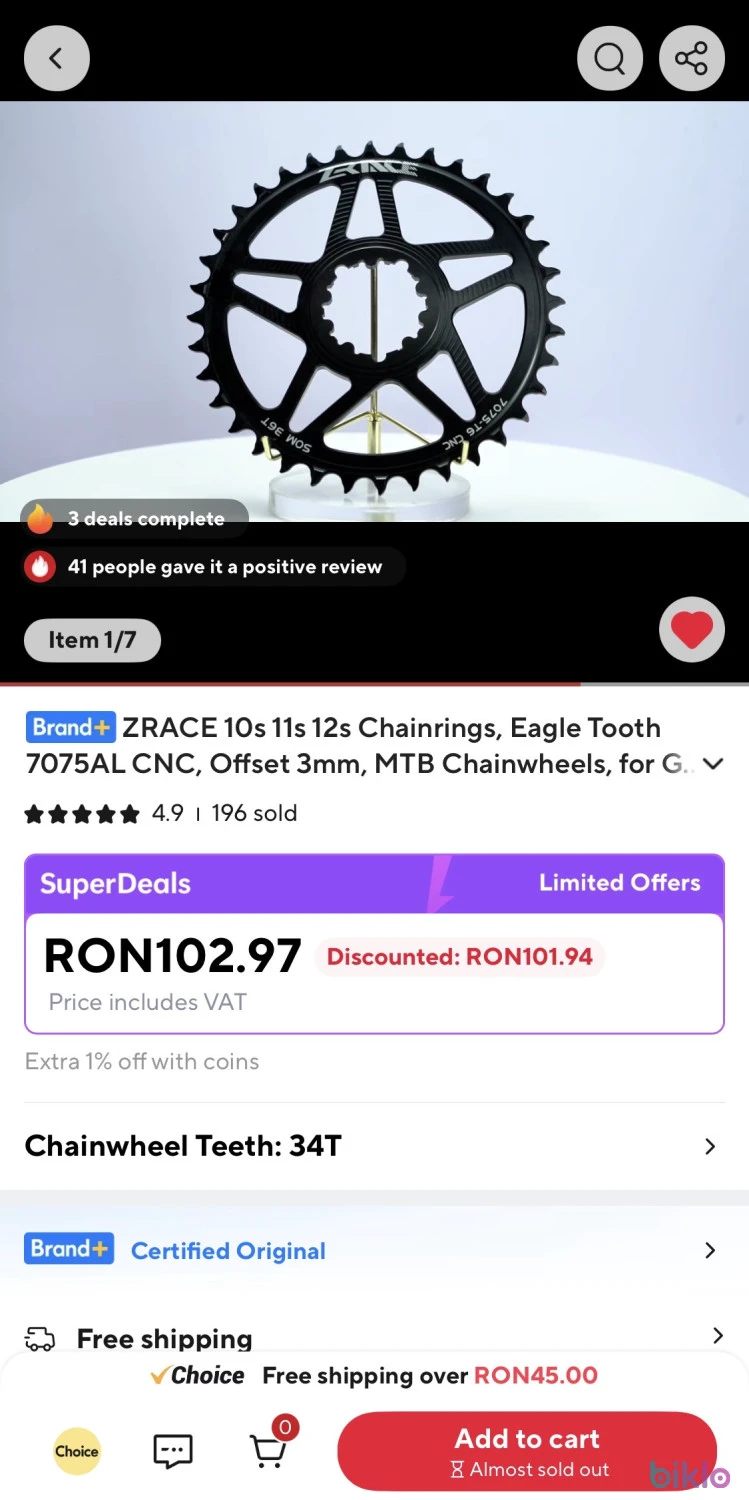 4. ZRace placa 34 Boost Sram 3-bolt