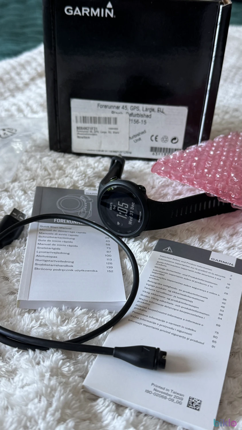 1. Ceas alergare Garmin Forerunner 45 negru 42mm GPS