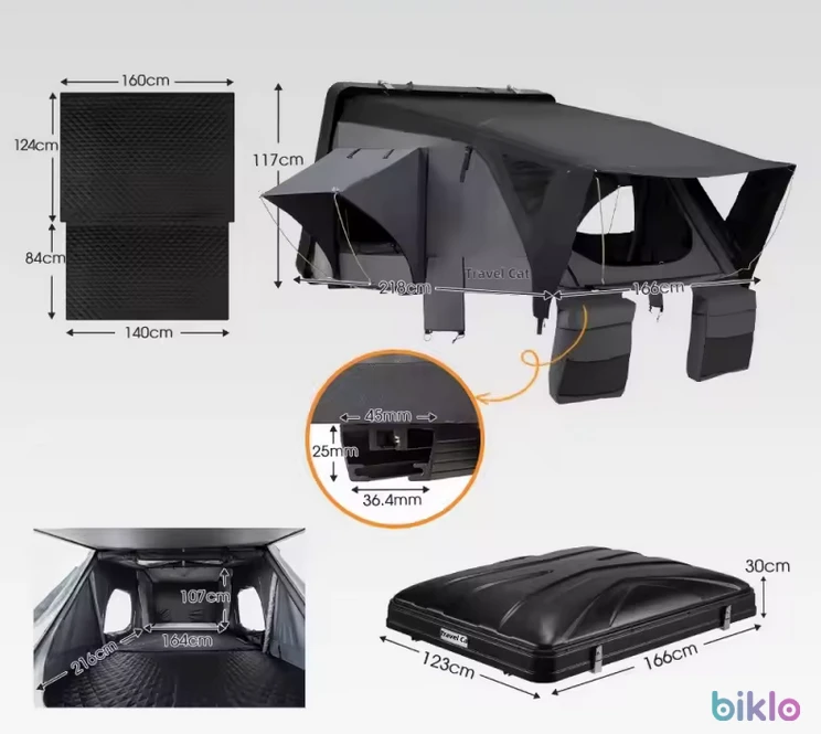 2. Cort plafon auto cu Capac ABS , Discover MAX 1.64×2.16 m cu sky roof , impermeabil