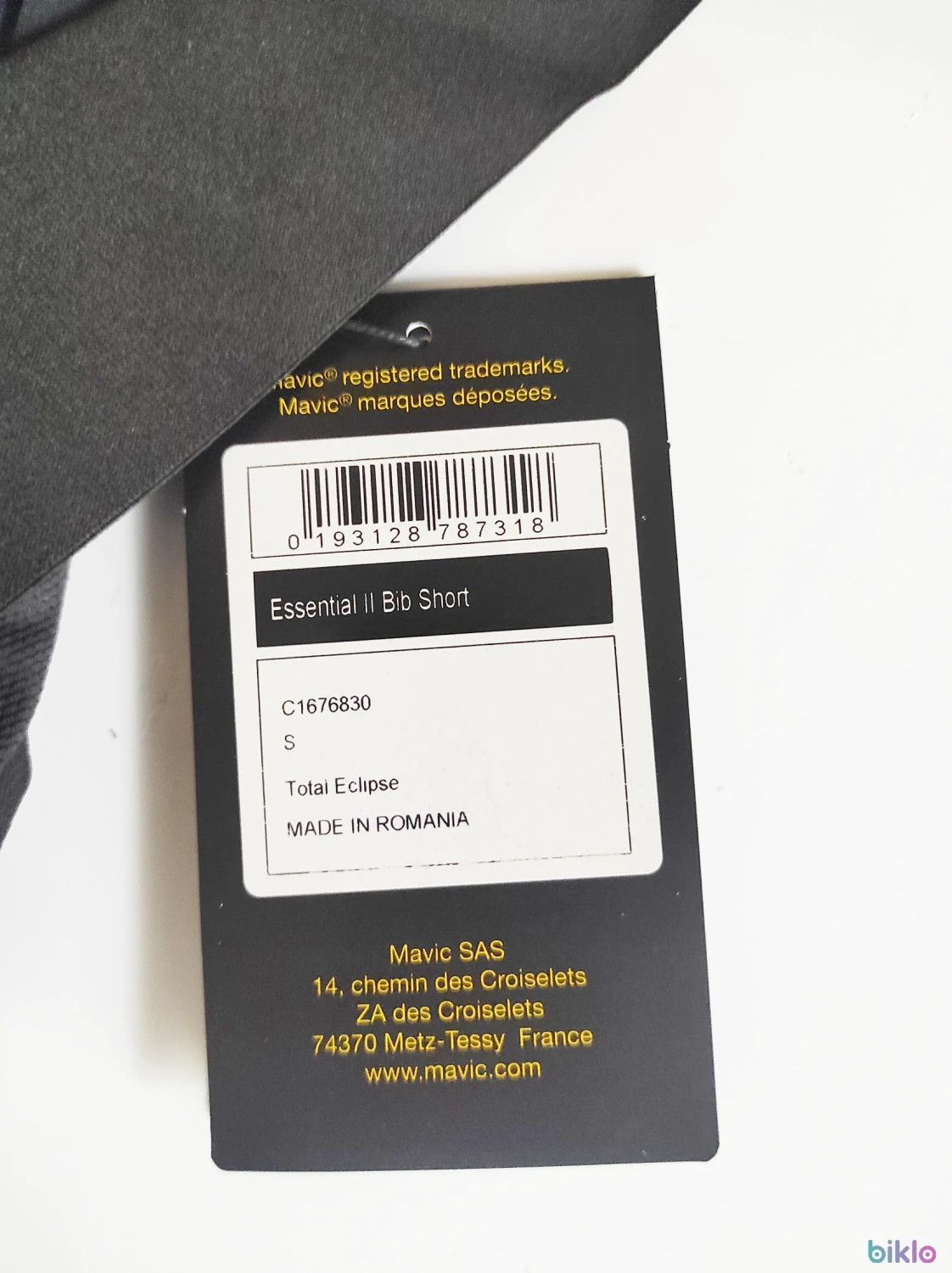 10. Pantaloni scurti Bib Mavic Essential II Total Eclipse marimea S, noi
