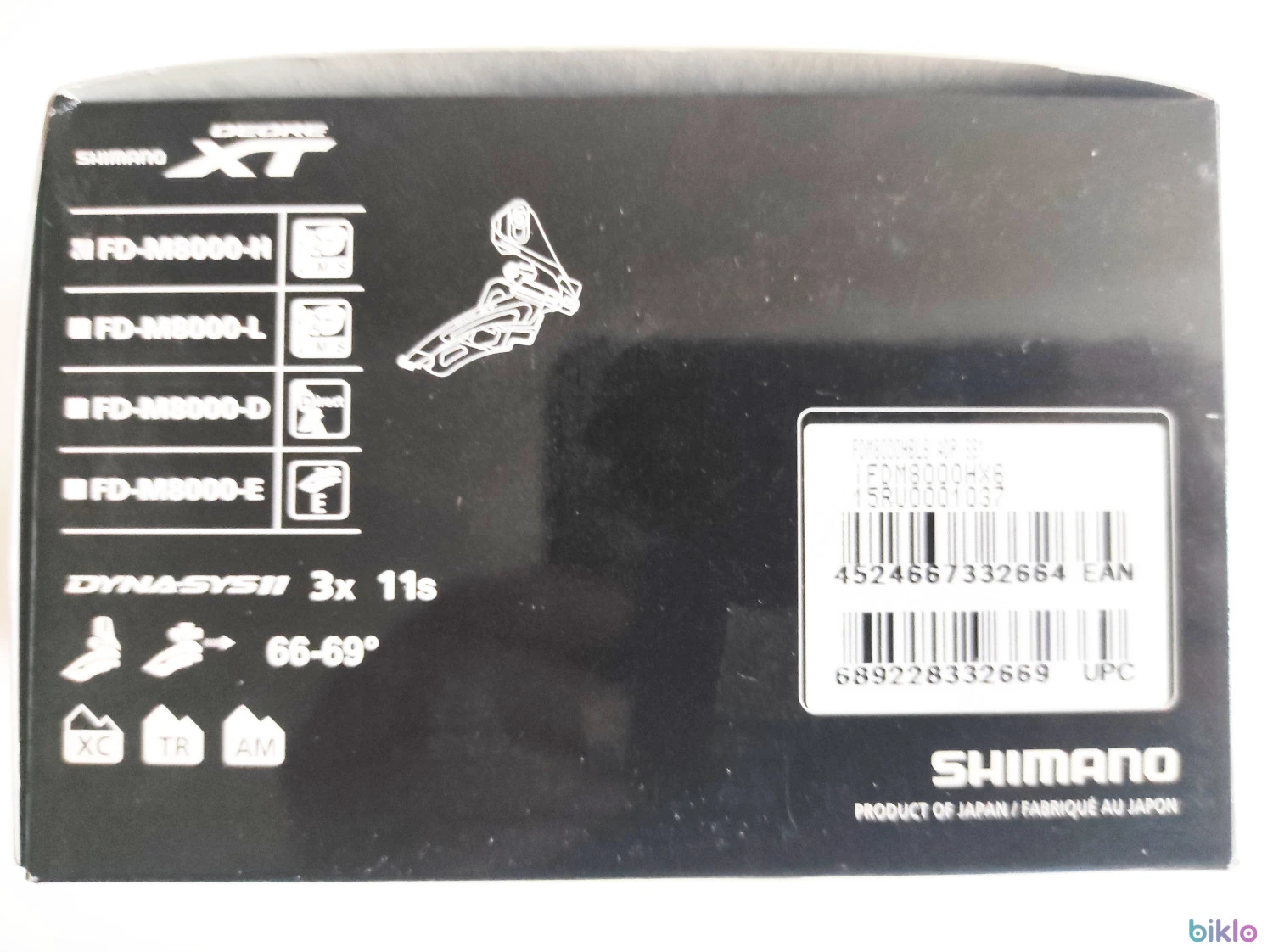 8. Schimbator foi Shimano Deore XT FD-M8000-H 3x11v. High Clamp, cu colier, nou