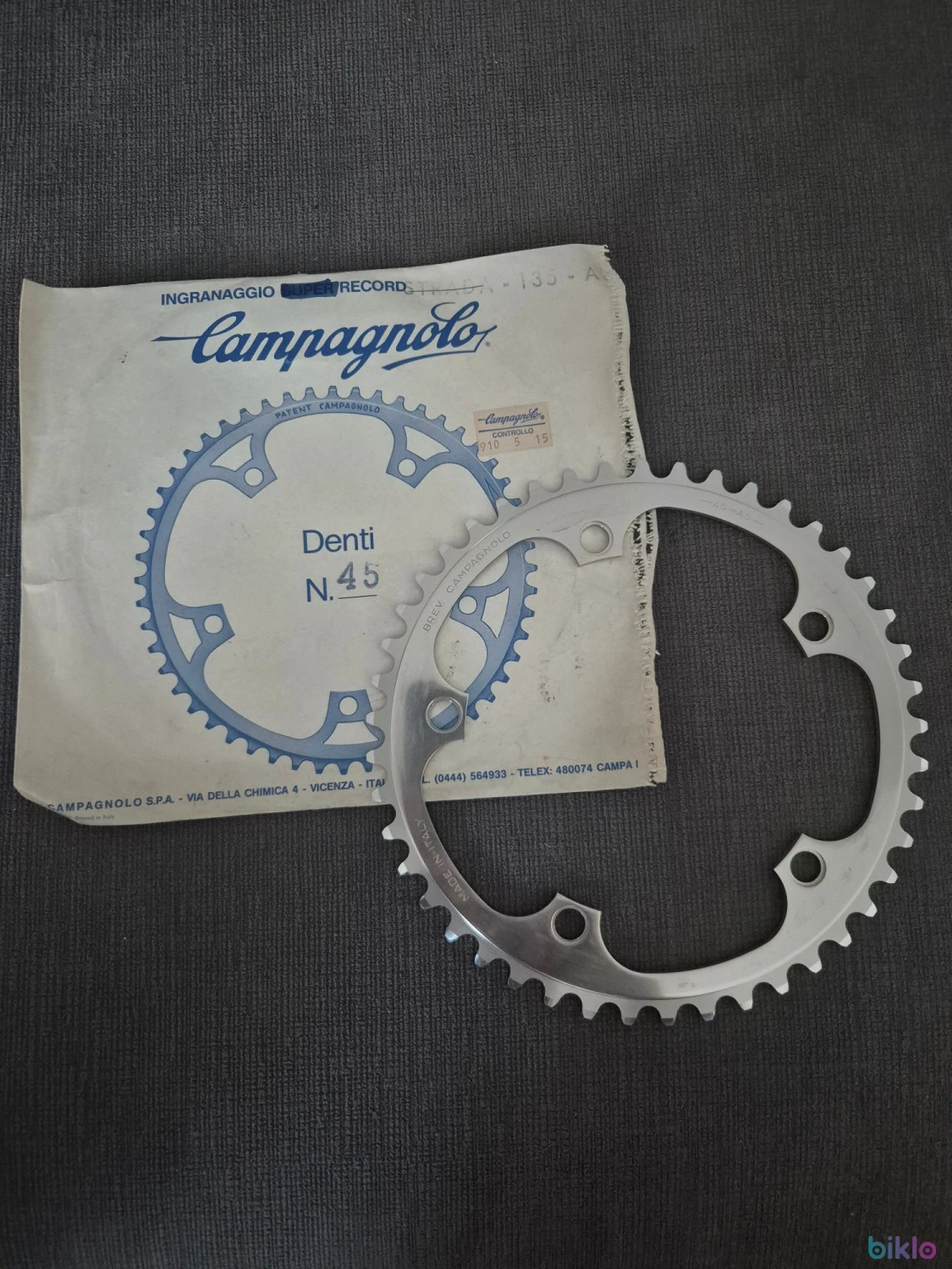 1. Foaie Angrenaj Vintage Campagnolo 45-AS 135BCD NOS