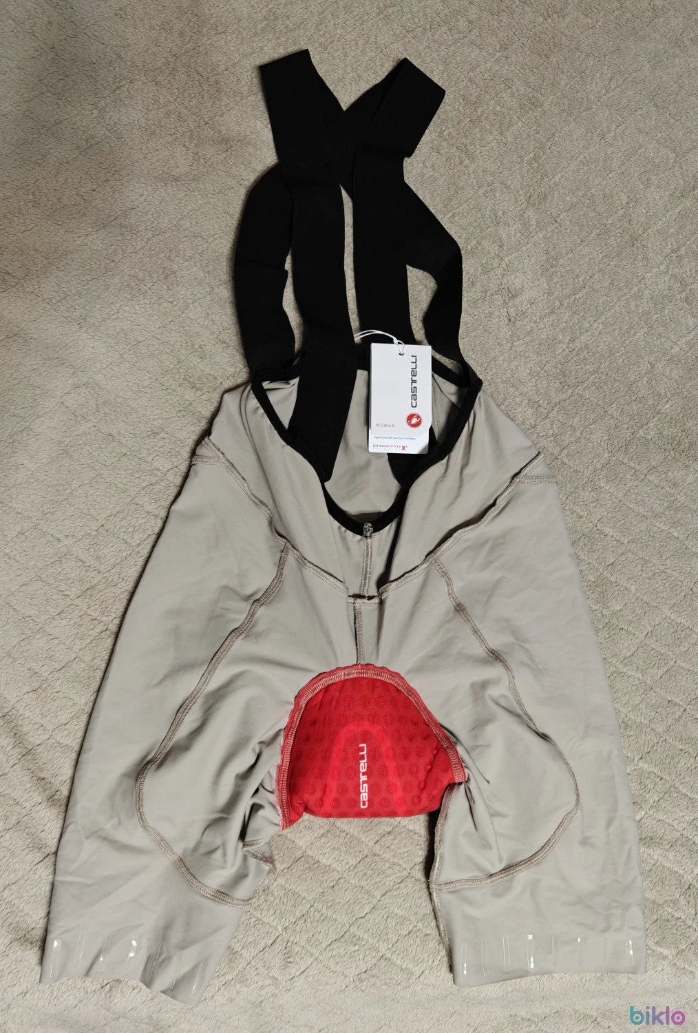 7. Pantaloni ciclism dama, CASTELLI, model Espresso, mar. M (colanti scurti cu bretele su burete, pt bicicleta)