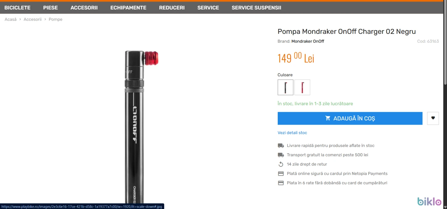 4. Pompa bicicleta Mondraker OnOff Charger 02 Clasic + CO2