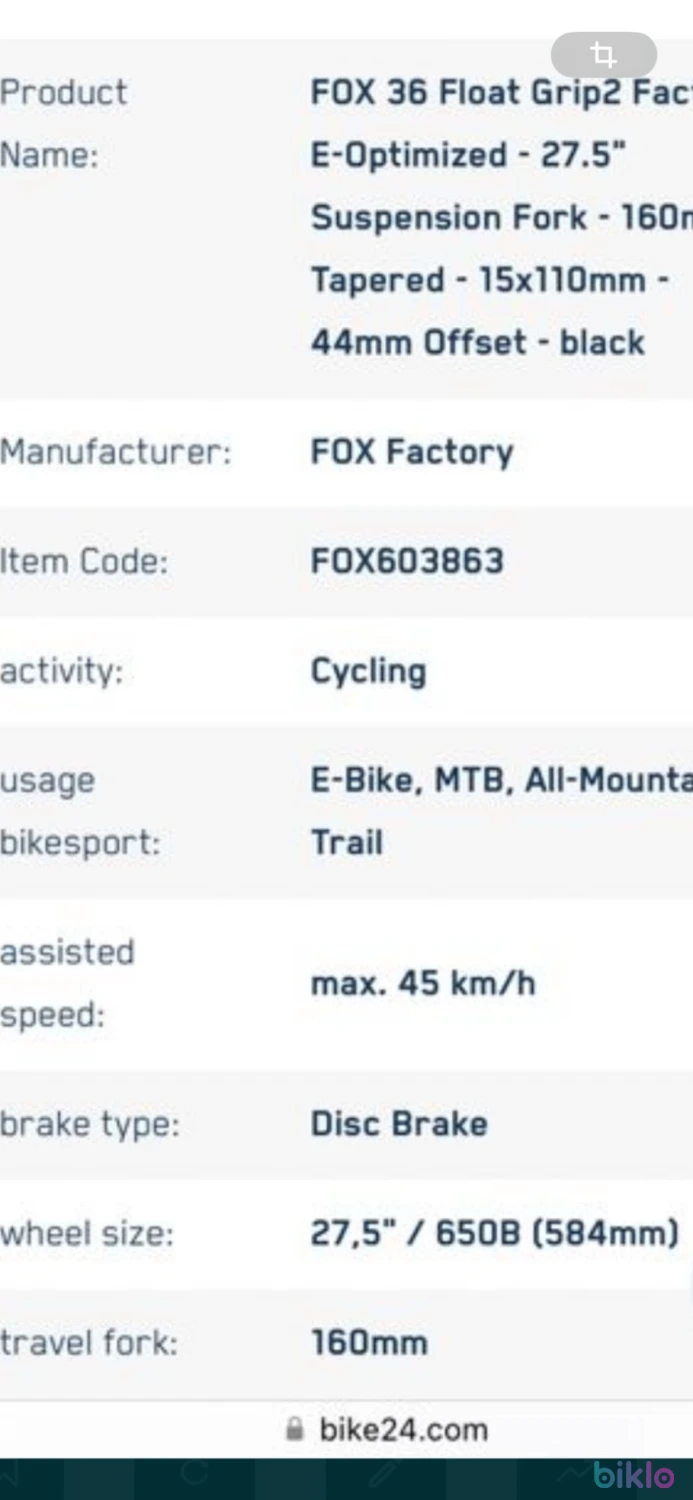 8. Furca Fox Kashima 27,5 E.bike 160mm