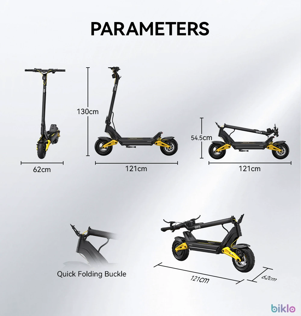 9. OOTD S10 Electric Scooter 1400W Motor, 48V 20AH Battery, IPX4 Waterproof and Foldable Design